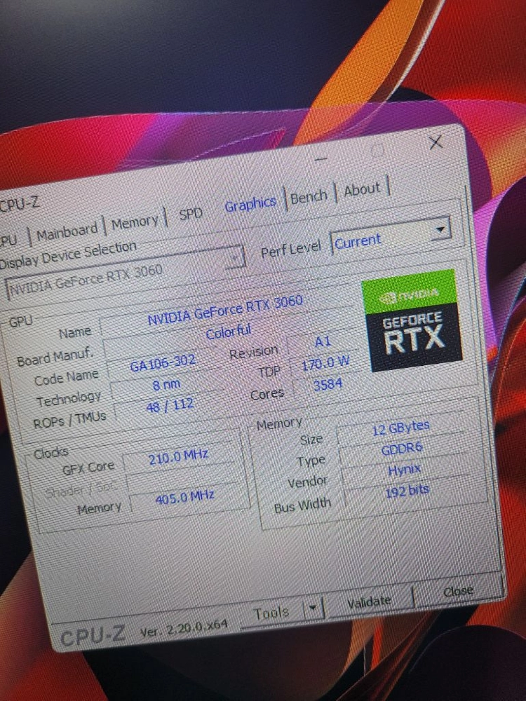 컬러풀 rtx3060 12gb 그래픽카드 이미지