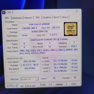 인텔 코어 i9 10980XE CPU 익스트림 에디션 x299 이미지