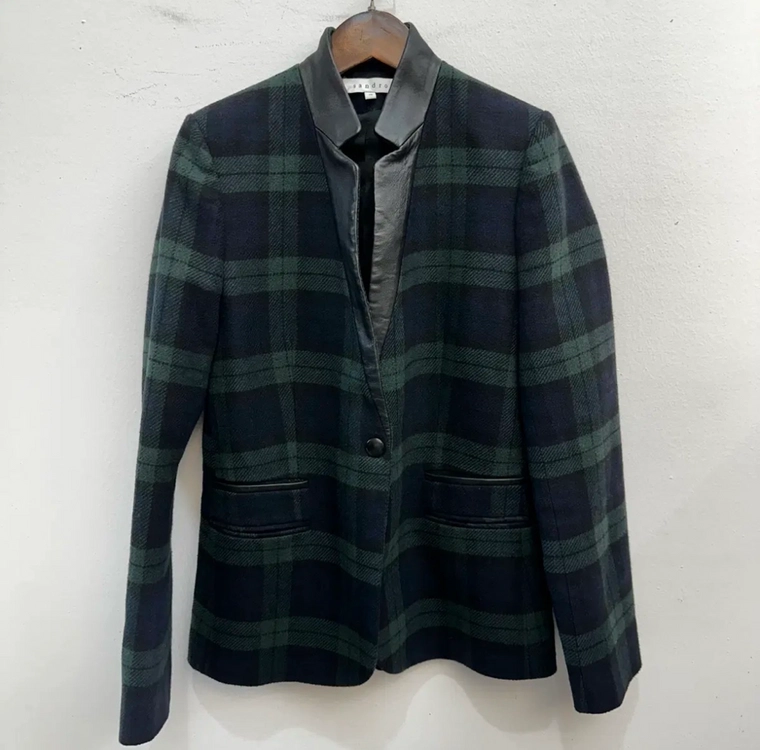 산드로 여성 체크 울 자켓 xs 이미지