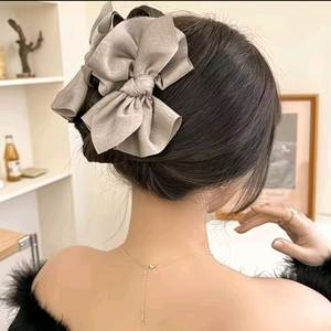 리본 헤어 집게핀 블랙+카키 2개 일괄(새상품) 이미지