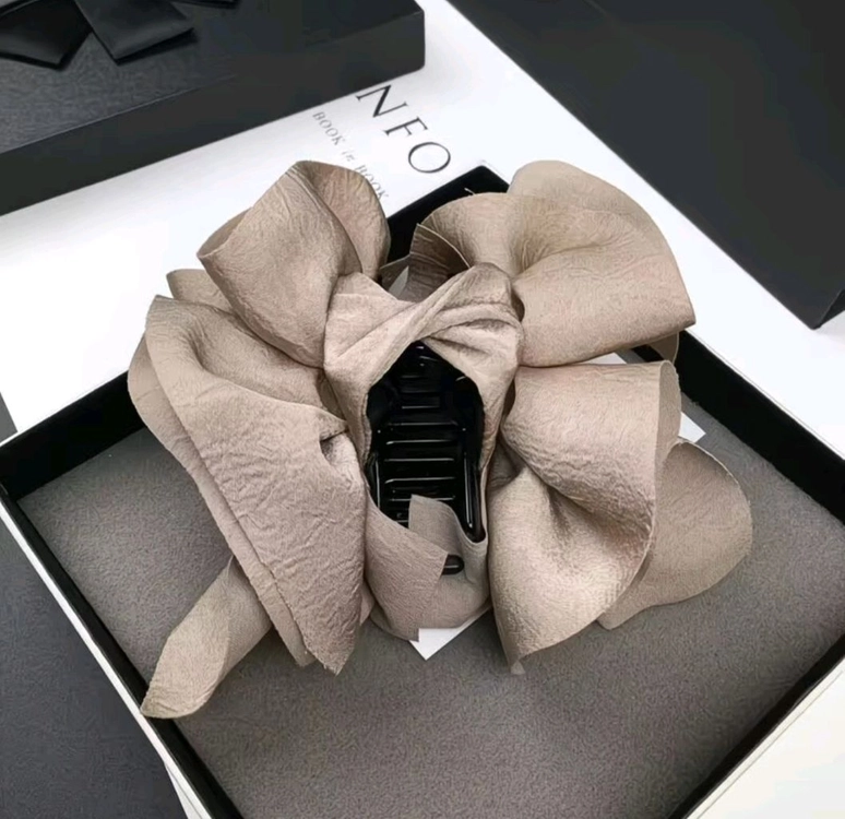 리본 헤어 집게핀 블랙+카키 2개 일괄(새상품) 이미지