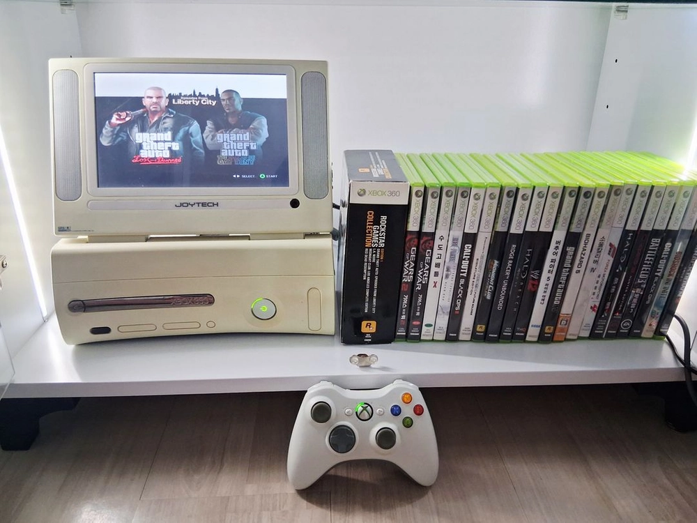 Xbox 360 초기모델 + 조이테크 일체형 모니터 + 게임팩 25개 판매 - 안심되는 중고거래