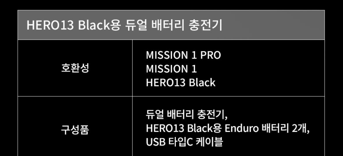 고프로 13 정품 배터리2개+ 듀얼 충전기셋트 (hero13블랙 전용 ) 이미지