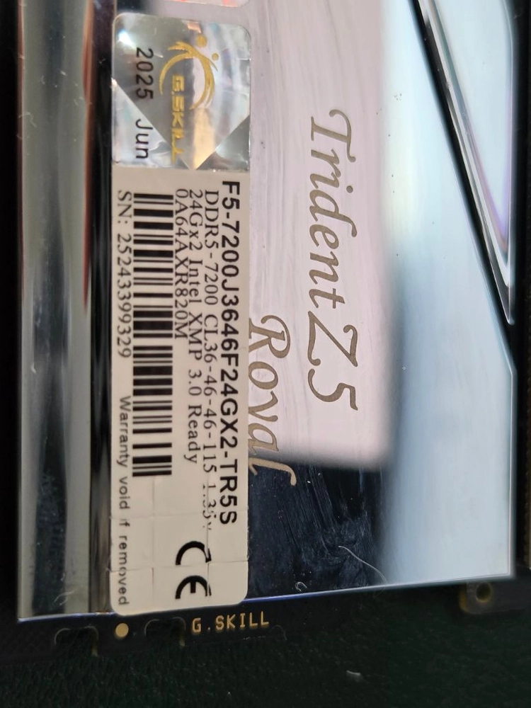 지스킬 로얄 7200 cl36 ddr5 23gb x 2 48gb 이미지