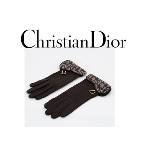 디올 Dior 브라운 오블리크 램스킨 새들 가죽 장갑 (거의 새상품) 이미지
