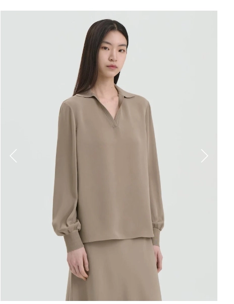 띠어리 theory 오픈칼라 실크 블라우스 p 사이즈 25ss 정품 이미지