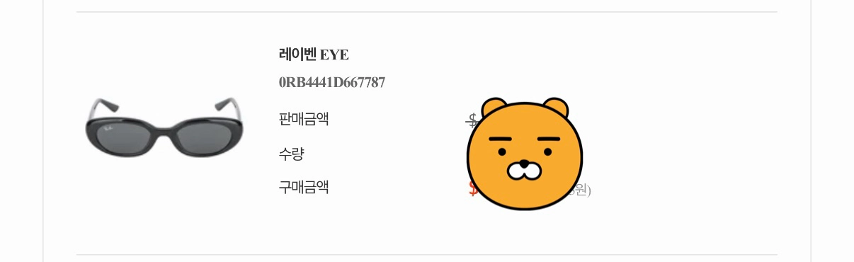레이벤 RB4441D 오벌 선글라스 블랙 레이밴 이미지
