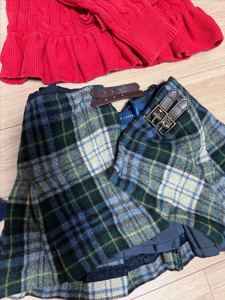 폴로 케이블 꽈배기 가디건+랄프로렌 치마(택포) / 폴로 랄프로렌 가을 가디건 치마 이미지