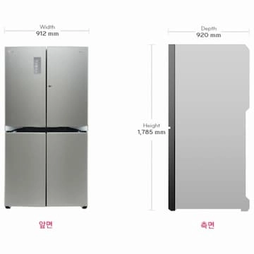 lg 디오스 4도어 냉장고 R-F915HBSS 이미지