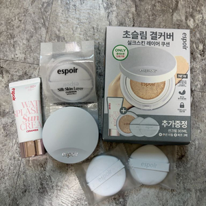 (새상품) ESPOIR 에스쁘아 실크 스킨 레이어 쿠션 본품+리필+선크림+퍼프 2매 이미지