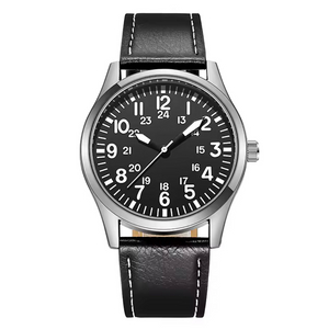 카키필드 스타일 군용 파일럿워치 [42mm] 밀리터리 쿼츠 손목시계 실버 & 블랙 (S급) 이미지