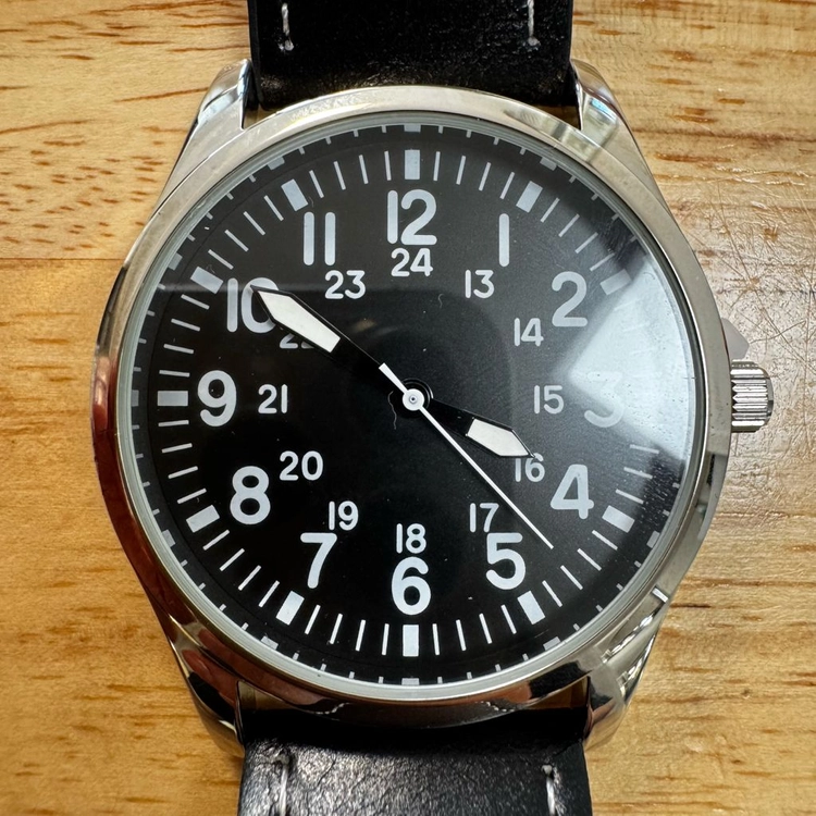 카키필드 스타일 군용 파일럿워치 [42mm] 밀리터리 쿼츠 손목시계 실버 & 블랙 (S급) 이미지