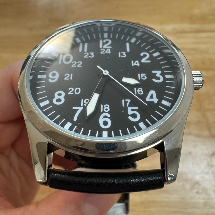 카키필드 스타일 군용 파일럿워치 [42mm] 밀리터리 쿼츠 손목시계 실버 & 블랙 (S급) 이미지