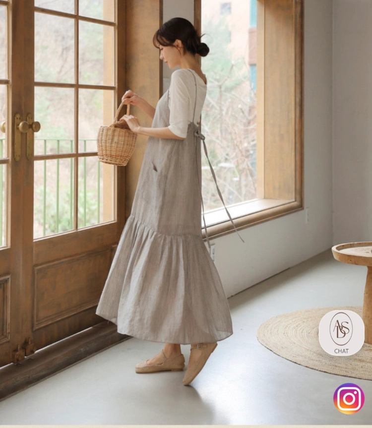 어바웃썸 멜트 백셔링 뷔스티에 원피스,케디 숏 데님자켓 이미지