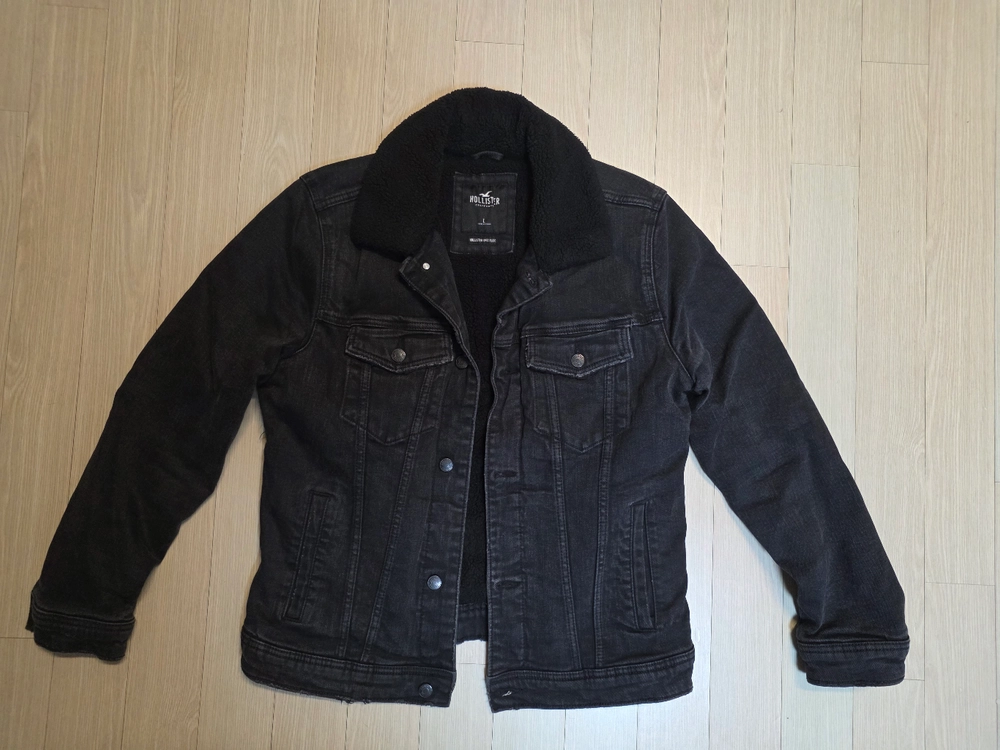 남성 L~XL 홀리스터 가을겨울용 양털 셰르파 데님 자켓 블랙 흑청 청자켓 남자 아우터 이미지