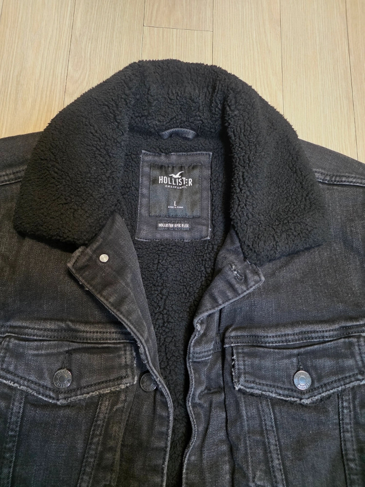 남성 L~XL 홀리스터 가을겨울용 양털 셰르파 데님 자켓 블랙 흑청 청자켓 남자 아우터 이미지