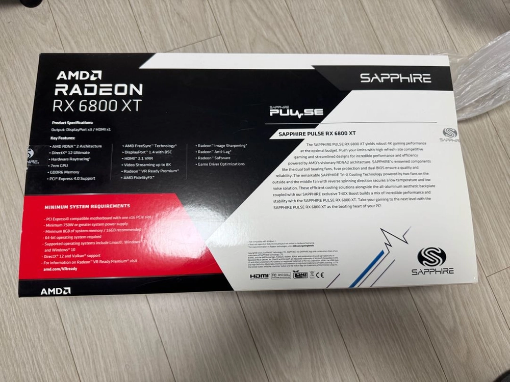 SAPPHIRE 라데온 RX6800XT PULSE OC D6 16GB Tri-X 판매합니다 이미지