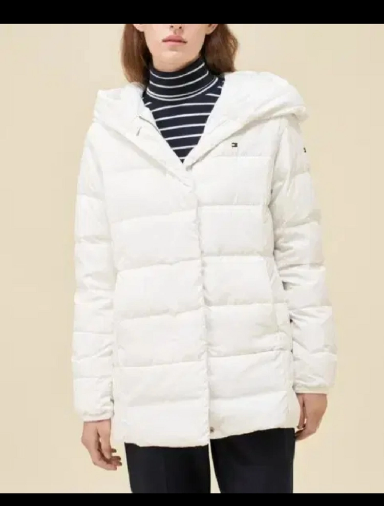 미착용)타미힐피거 TOMMY 여성 경량다운 미드패딩 S 이미지