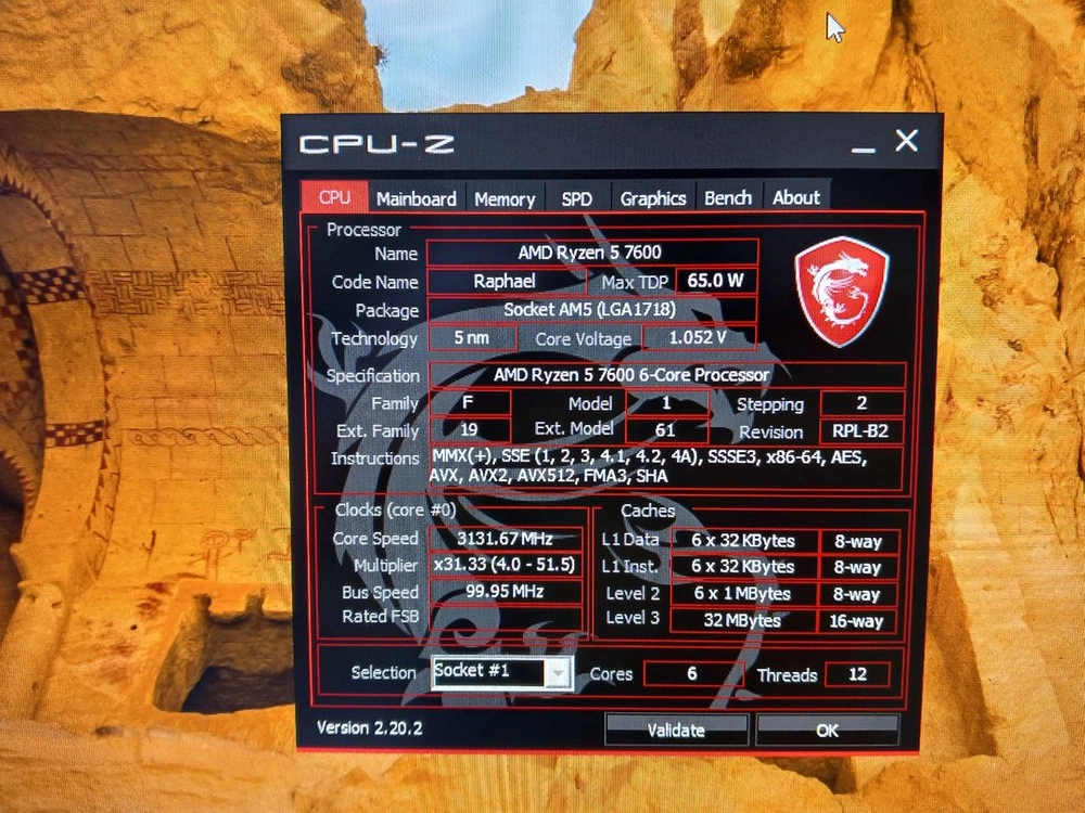 라이젠 7600,msi pro b650m-a wifi 이미지