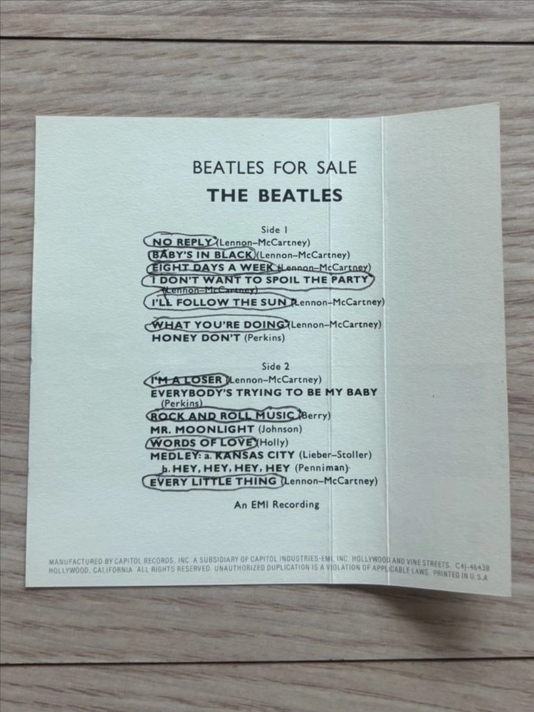 비틀즈 THE BEATLES Beatles For Sale 비틀즈 포 세일 카세트 테이프 미국반 앨범 음반 이미지
