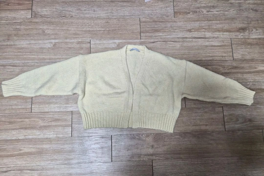 ZARA 크롭 니트 가디건 옐로우 L 이미지