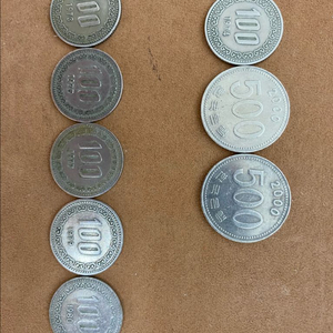 1974년 100원 2000년 500원 동전 이미지