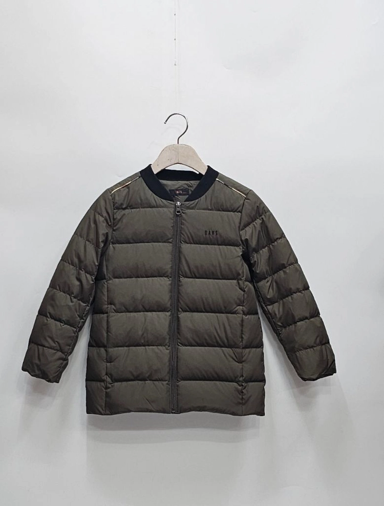 DAKS 닥스 키즈 체크 배색 다운 패딩 점퍼 / 아동 130 (9Y) 카키 이미지
