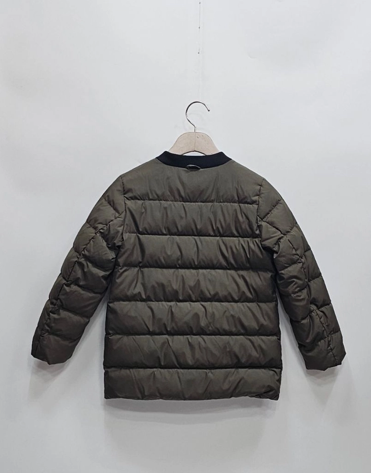 DAKS 닥스 키즈 체크 배색 다운 패딩 점퍼 / 아동 130 (9Y) 카키 이미지