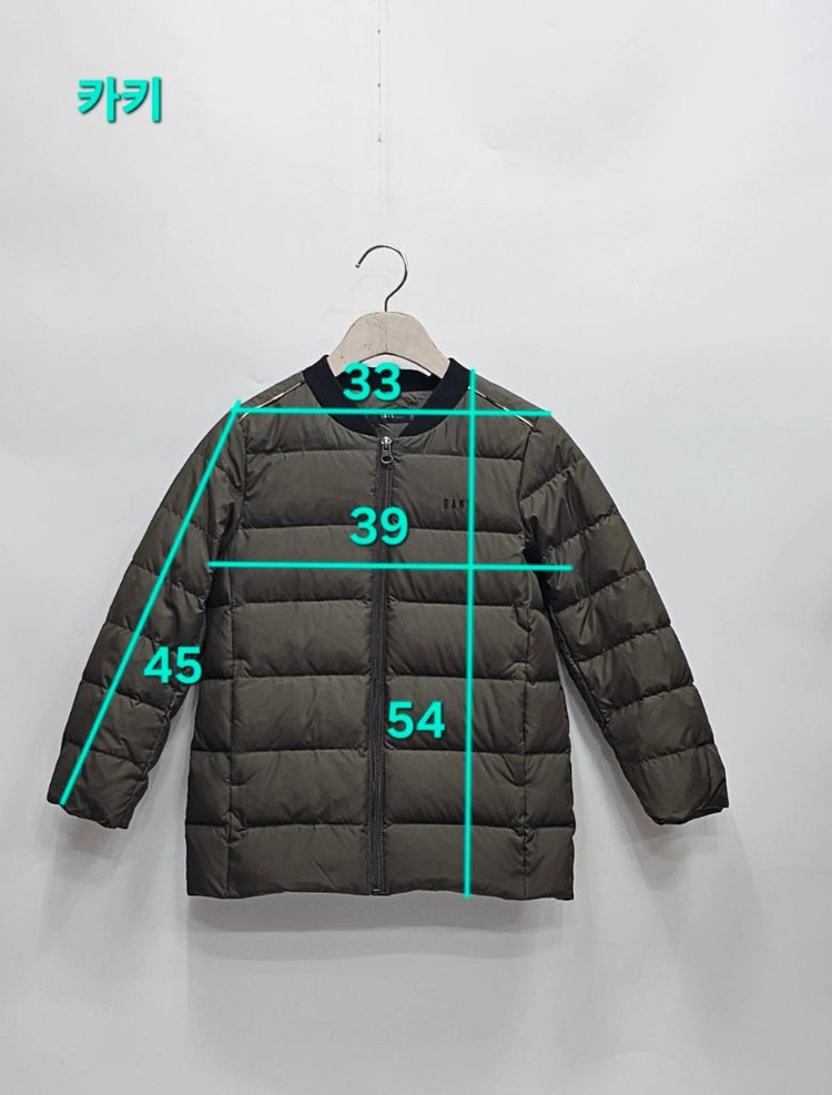 DAKS 닥스 키즈 체크 배색 다운 패딩 점퍼 / 아동 130 (9Y) 카키 이미지