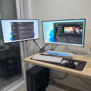 [풀세트 일괄] 게이밍 PC(3700X/RTX2080S/48G) + 듀얼모니터 + 모니터암 + 데스커 책상 일체 이미지