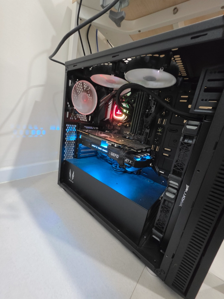 [풀세트 일괄] 게이밍 PC(3700X/RTX2080S/48G) + 듀얼모니터 + 모니터암 + 데스커 책상 일체 이미지