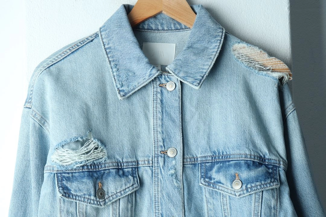 W(L-XL) 자라 집업 바람막이 점퍼자켓 데님 청 이미지