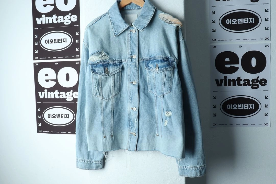 W(L-XL) 자라 집업 바람막이 점퍼자켓 데님 청 이미지