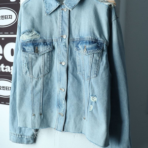 W(L-XL) 자라 집업 바람막이 점퍼자켓 데님 청 이미지