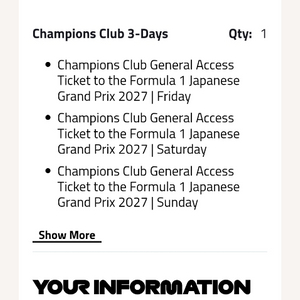 2027 일본 F1 챔피언스 클럽 티켓 팝니다 스즈카 이미지