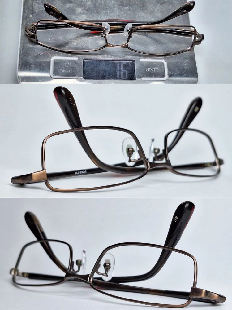 NO.537 안경테 안경 54mm 슬림 스퀘어 콤비 긱시크 일본 빈티지 레트로 Y2K 아메카지 패션 아이웨어 수입 이미지