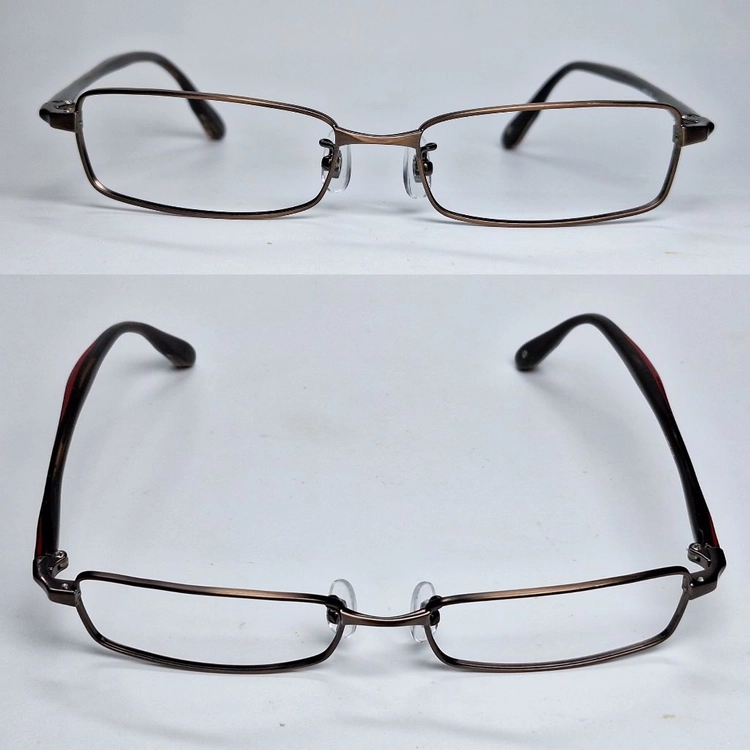 NO.537 안경테 안경 54mm 슬림 스퀘어 콤비 긱시크 일본 빈티지 레트로 Y2K 아메카지 패션 아이웨어 수입 이미지