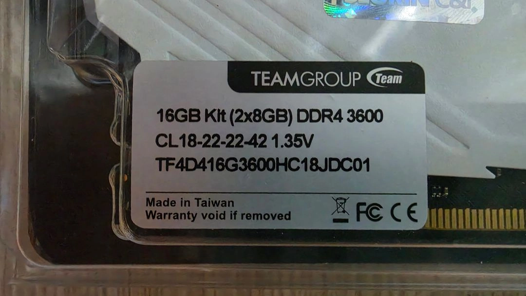 (택포) 튜닝램 TeamGroup T-Force DDR4 3600 16GB Kit(8x2) 이미지