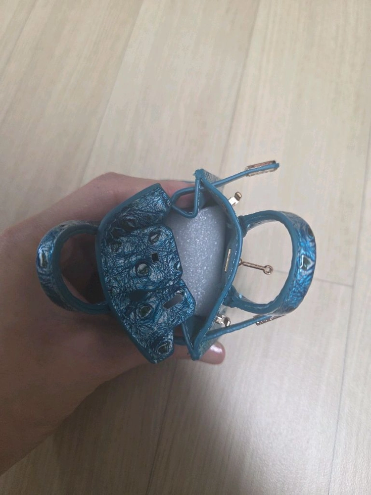 에르메스 가방 모양 키링 블루색 새상품 이미지