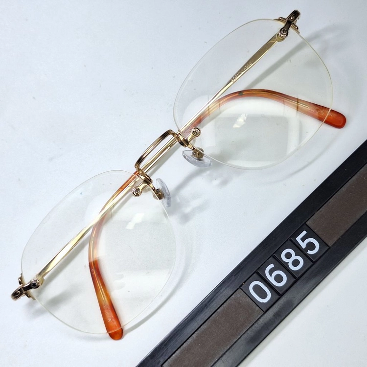 V-340 골드 안경테 안경 52mm 무테 스퀘어 일본 빈티지 레트로 클래식 Y2K 아메카지 복고 앤틱 패션 유니크 이미지