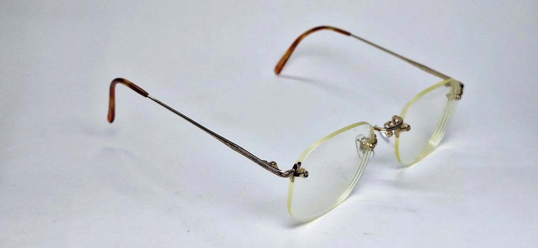 V-340 골드 안경테 안경 52mm 무테 스퀘어 일본 빈티지 레트로 클래식 Y2K 아메카지 복고 앤틱 패션 유니크 이미지