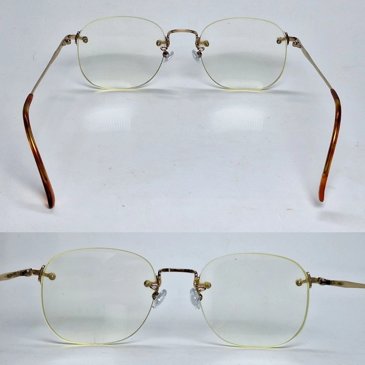 V-340 골드 안경테 안경 52mm 무테 스퀘어 일본 빈티지 레트로 클래식 Y2K 아메카지 복고 앤틱 패션 유니크 이미지