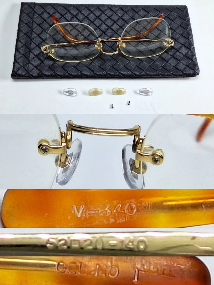 V-340 골드 안경테 안경 52mm 무테 스퀘어 일본 빈티지 레트로 클래식 Y2K 아메카지 복고 앤틱 패션 유니크 이미지