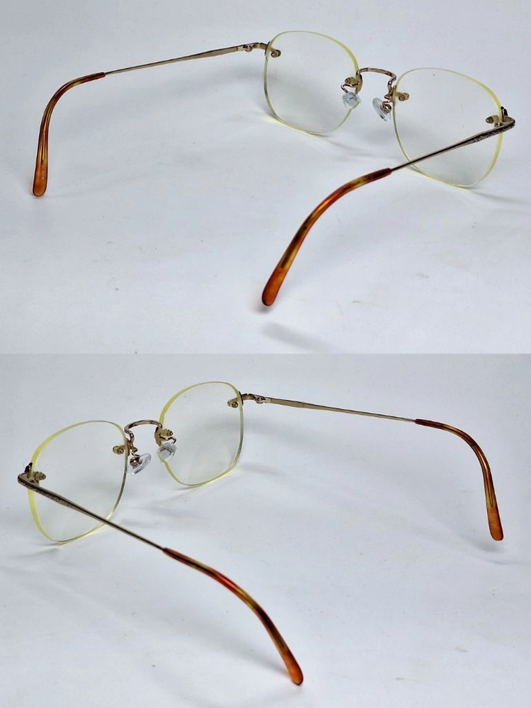 V-340 골드 안경테 안경 52mm 무테 스퀘어 일본 빈티지 레트로 클래식 Y2K 아메카지 복고 앤틱 패션 유니크 이미지