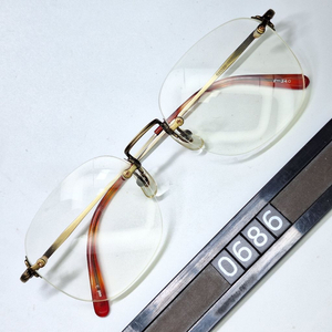 V-340 앤틱골드 안경테 안경 52mm 무테 스퀘어 일본 빈티지 레트로 클래식 Y2K 아메카지 복고 앤틱 패션 이미지