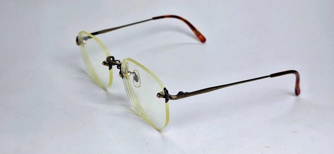V-340 앤틱골드 안경테 안경 52mm 무테 스퀘어 일본 빈티지 레트로 클래식 Y2K 아메카지 복고 앤틱 패션 이미지