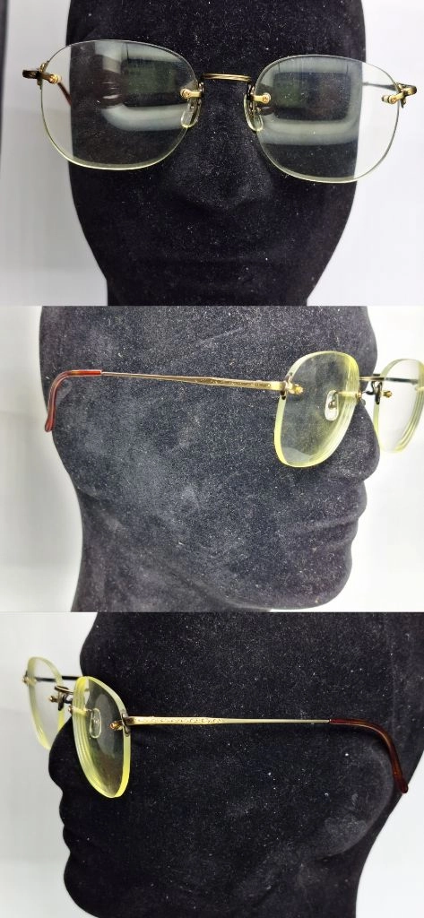 V-340 앤틱골드 안경테 안경 52mm 무테 스퀘어 일본 빈티지 레트로 클래식 Y2K 아메카지 복고 앤틱 패션 이미지