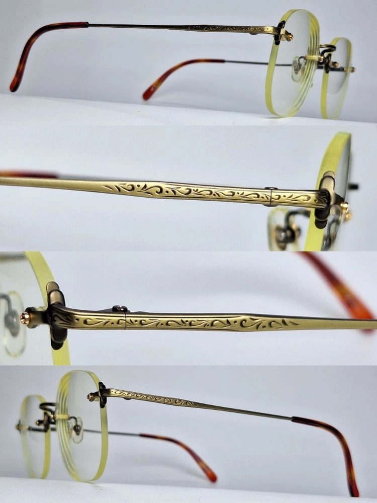 V-340 앤틱골드 안경테 안경 52mm 무테 스퀘어 일본 빈티지 레트로 클래식 Y2K 아메카지 복고 앤틱 패션 이미지