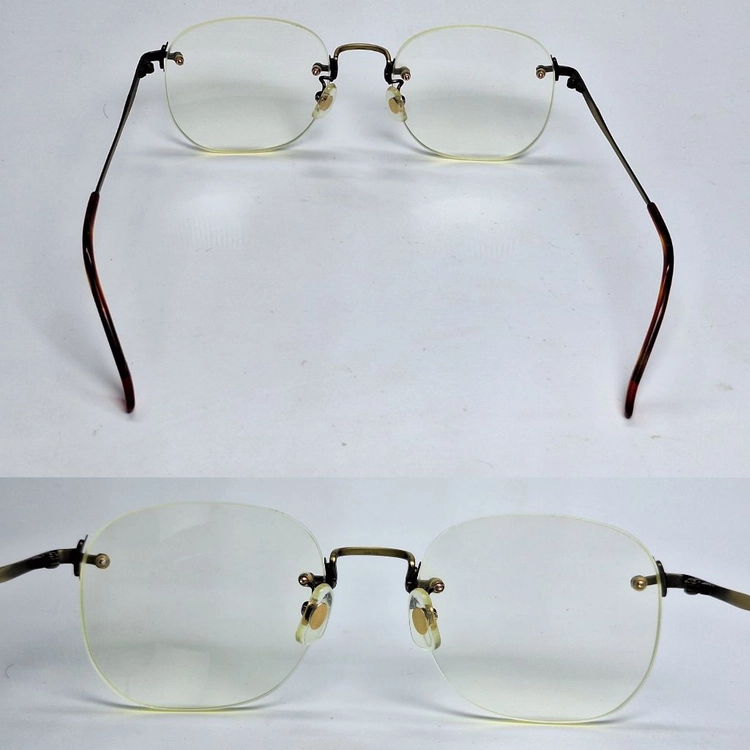 V-340 앤틱골드 안경테 안경 52mm 무테 스퀘어 일본 빈티지 레트로 클래식 Y2K 아메카지 복고 앤틱 패션 이미지