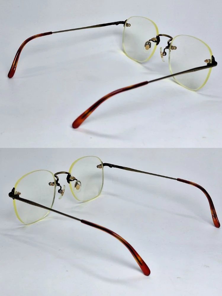 V-340 앤틱골드 안경테 안경 52mm 무테 스퀘어 일본 빈티지 레트로 클래식 Y2K 아메카지 복고 앤틱 패션 이미지